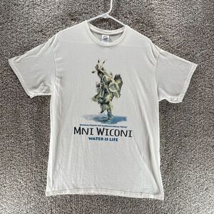 Mni Wiconi Water Is Life Shirt Men Large White Native American Indian Y2K Adult